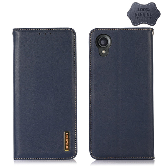 For Kyocera Digno BX2 KHAZNEH Nappa Top Layer Cowhide Leather Phone Case(Blue) - More Brand by buy2fix | Online Shopping UK | buy2fix