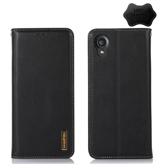 For Kyocera Digno BX2 KHAZNEH Nappa Top Layer Cowhide Leather Phone Case(Black) - More Brand by buy2fix | Online Shopping UK | buy2fix