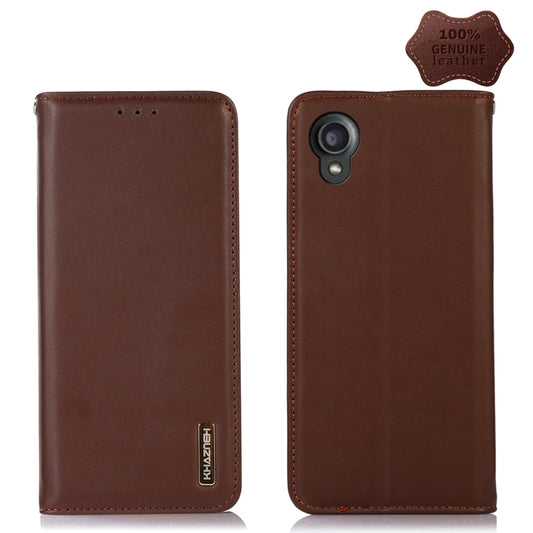 For Kyocera Digno BX2 KHAZNEH Nappa Top Layer Cowhide Leather Phone Case(Brown) - More Brand by buy2fix | Online Shopping UK | buy2fix