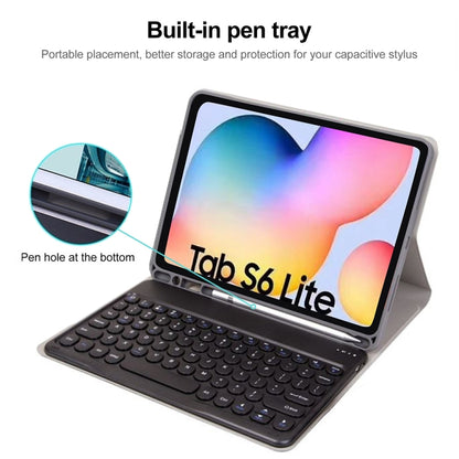 Round Cap Bluetooth Keyboard Leather Case with Pen Slot for Samsung Galaxy Tab S6 Lite, Specification:without Touchpad(Pink+Pink Keyboard) - Samsung Keyboard by buy2fix | Online Shopping UK | buy2fix