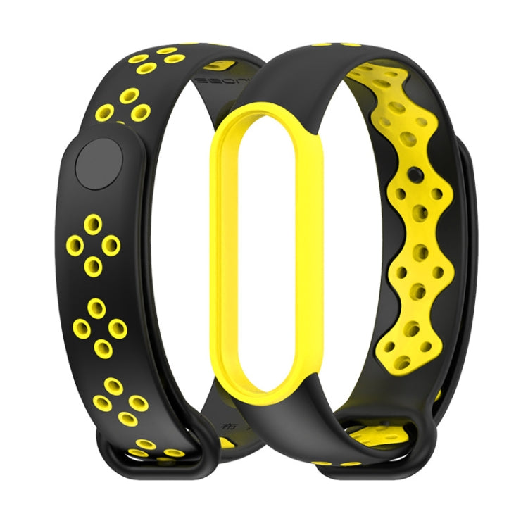 For Xiaomi Mi Band 5/6/7 Mijobs Sport Two-color TPU Watch Band(Black+Yellow) - Watch Bands by MIJOBS | Online Shopping UK | buy2fix