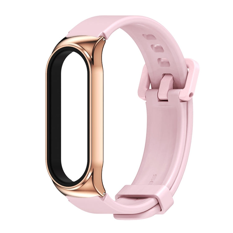 For Xiaomi Mi Band 3/4/5/6 Mijobs CS Silicone Waterproof Watch Band(Pink+Rose Gold) - Watch Bands by MIJOBS | Online Shopping UK | buy2fix