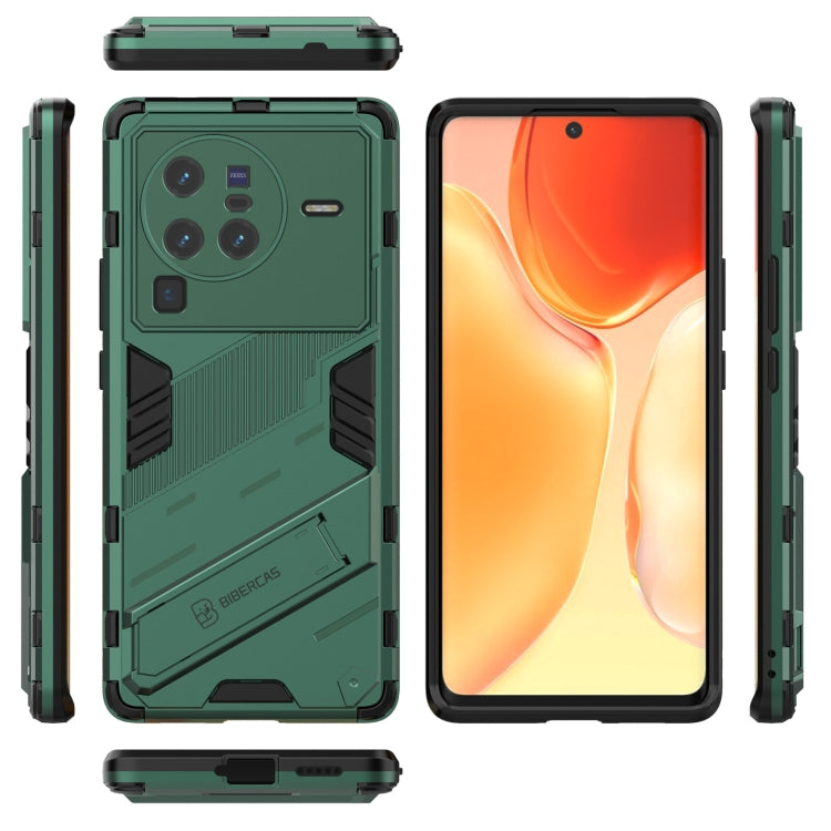 For vivo X80 Pro Punk Armor PC + TPU Phone Case with Holder(Green) - vivo Cases by buy2fix | Online Shopping UK | buy2fix