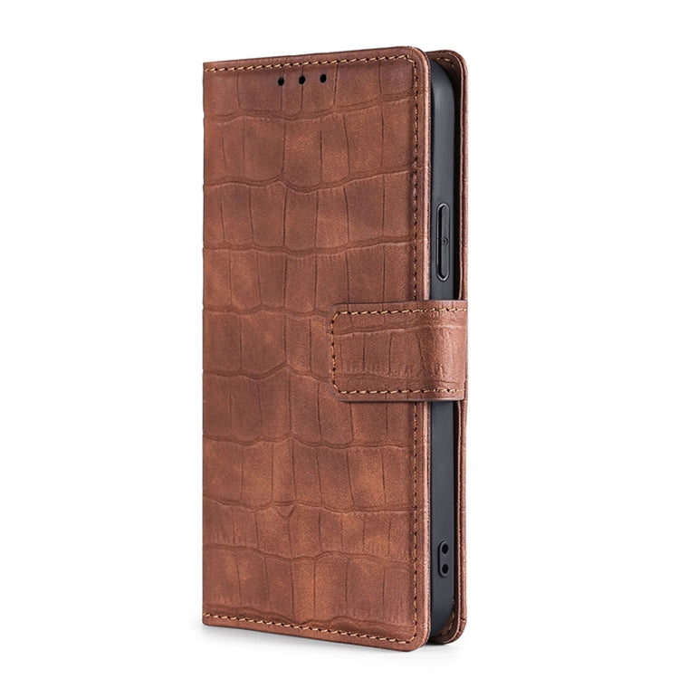 For Blackview A70 Skin Feel Crocodile Magnetic Clasp Leather Phone Case(Brown) - More Brand by buy2fix | Online Shopping UK | buy2fix