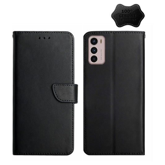 For Motorola Moto G42 Genuine Leather Fingerprint-proof Horizontal Flip Phone Case(Black) - Motorola Cases by buy2fix | Online Shopping UK | buy2fix