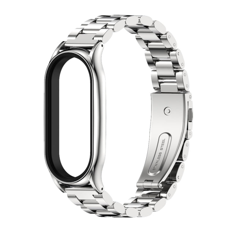 For Xiaomi Mi Band 7 / 7 NFC MIJOBS Three-Bead Metal Plus Stainless Steel Watch Band(Silver) - Watch Bands by MIJOBS | Online Shopping UK | buy2fix