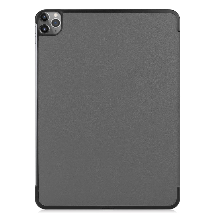 For iPad Air 13 2024 / Pro 12.9 2022 Custer Texture 3-Fold Smart Leather Tablet Case(Gray) - iPad Pro 12.9 (2020) Cases by buy2fix | Online Shopping UK | buy2fix