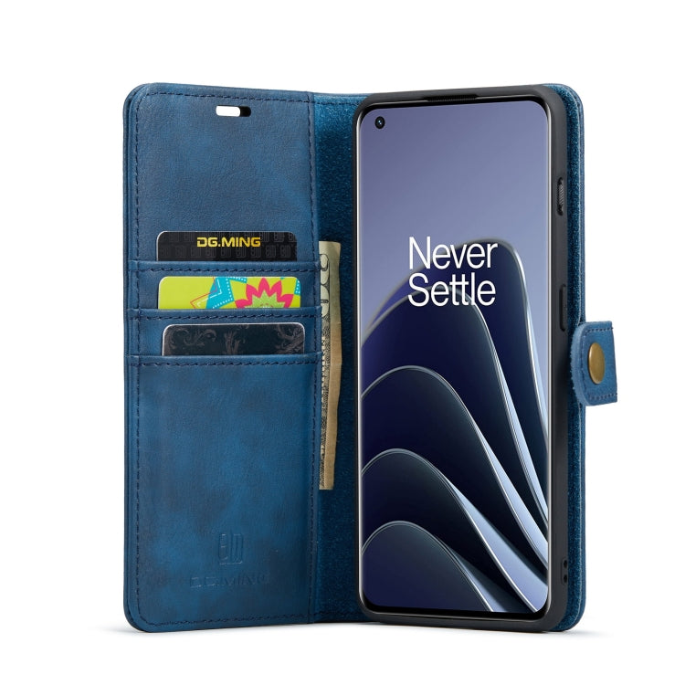 For OnePlus 10 Pro DG.MING Crazy Horse Texture Detachable Magnetic Leather Phone Case(Blue) - OnePlus Cases by DG.MING | Online Shopping UK | buy2fix