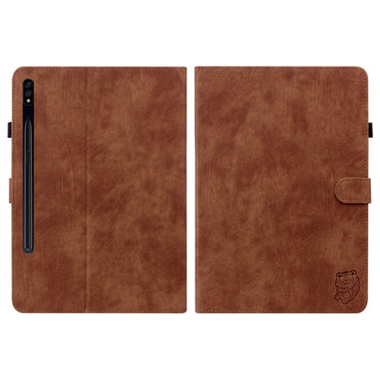 For Samsung Galaxy Tab S9+ Tiger Pattern Flip Leather Tablet Case(Brown) - Galaxy Tab S9+ Cases by buy2fix | Online Shopping UK | buy2fix