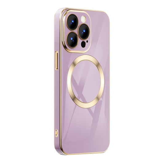 For iPhone 13 Pro 6D Gold Plated Magsafe Magnetic Phone Case (Purple) - iPhone 13 Pro Cases by buy2fix | Online Shopping UK | buy2fix