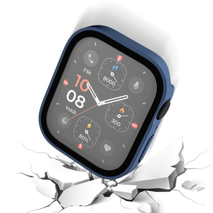 Life Waterproof Frosted 2 in 1 PC Frame + Tempered Glass Protective Case For Apple Watch Series 6 / 5 / 4 / SE 44mm(Blue) - Watch Cases by buy2fix | Online Shopping UK | buy2fix