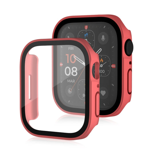 Life Waterproof Frosted 2 in 1 PC Frame + Tempered Glass Protective Case For Apple Watch Series 6 / 5 / 4 / SE 40mm(Red) - Watch Cases by buy2fix | Online Shopping UK | buy2fix