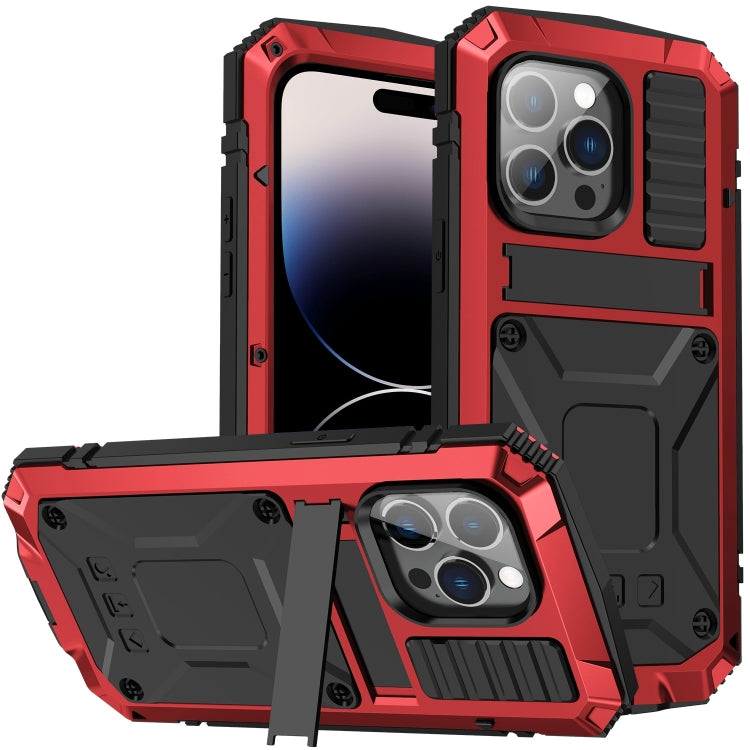 For iPhone 14 Pro Max R-JUST Shockproof Waterproof Dust-proof Case with Holder (Red) - iPhone 14 Pro Max Cases by R-JUST | Online Shopping UK | buy2fix