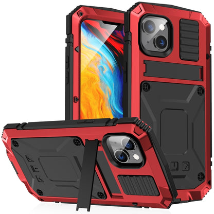 For iPhone 14 Plus R-JUST Shockproof Waterproof Dust-proof Case with Holder (Red) - iPhone 14 Plus Cases by R-JUST | Online Shopping UK | buy2fix