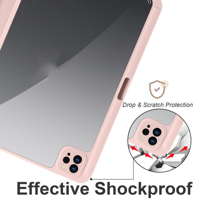 For iPad Air 13 2024 / Pro 12.9 2022 / 2021 / 2020 / 2018 Acrylic 3-folding Smart Leather Tablet Case(Pink) - iPad Pro 12.9 (2022/2021) Cases by buy2fix | Online Shopping UK | buy2fix