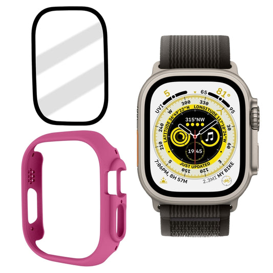 Tempered Glass Film Frosted PC Watch Case For Apple Watch Ultra 49mm / Apple Watch Ultra 2 49mm(Rose Red) - Watch Cases by buy2fix | Online Shopping UK | buy2fix