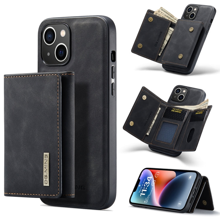 For iPhone 14 Plus DG.MING M1 Series 3-Fold Multi Card Wallet Leather Case(Black) - iPhone 14 Plus Cases by DG.MING | Online Shopping UK | buy2fix