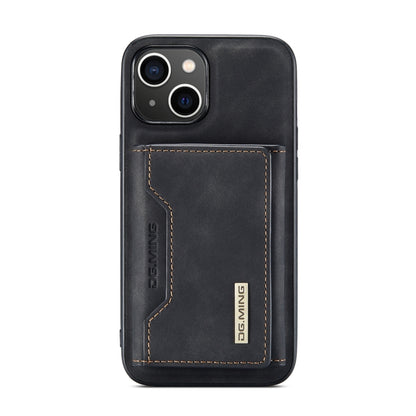 For iPhone 14 Plus DG.MING M2 Series 3-Fold Card Bag Leather Case(Black) - iPhone 14 Plus Cases by DG.MING | Online Shopping UK | buy2fix