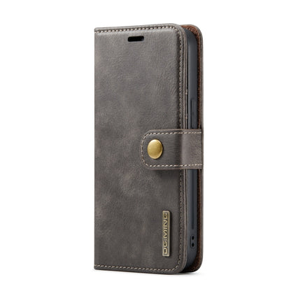 For iPhone 14 Plus DG.MING Crazy Horse Texture Detachable Magnetic Leather Case(Grey) - iPhone 14 Plus Cases by DG.MING | Online Shopping UK | buy2fix