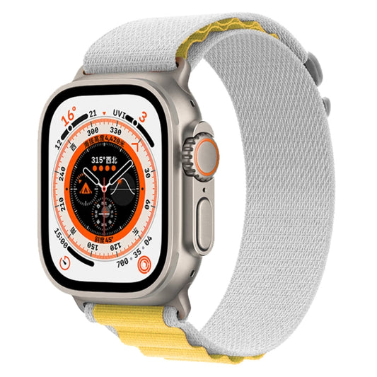 For Apple Watch Ultra 49mm Nylon Watch Band (Yellow + Grey) - Watch Bands by buy2fix | Online Shopping UK | buy2fix