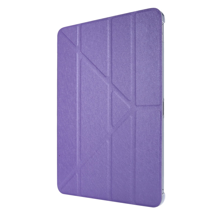 For iPad Air 13 2024 / Pro 12.9 2020 Silk Texture Horizontal Deformation Flip Leather Tablet Case with Three-folding Holder(Purple) - iPad Pro 12.9 (2020) Cases by buy2fix | Online Shopping UK | buy2fix