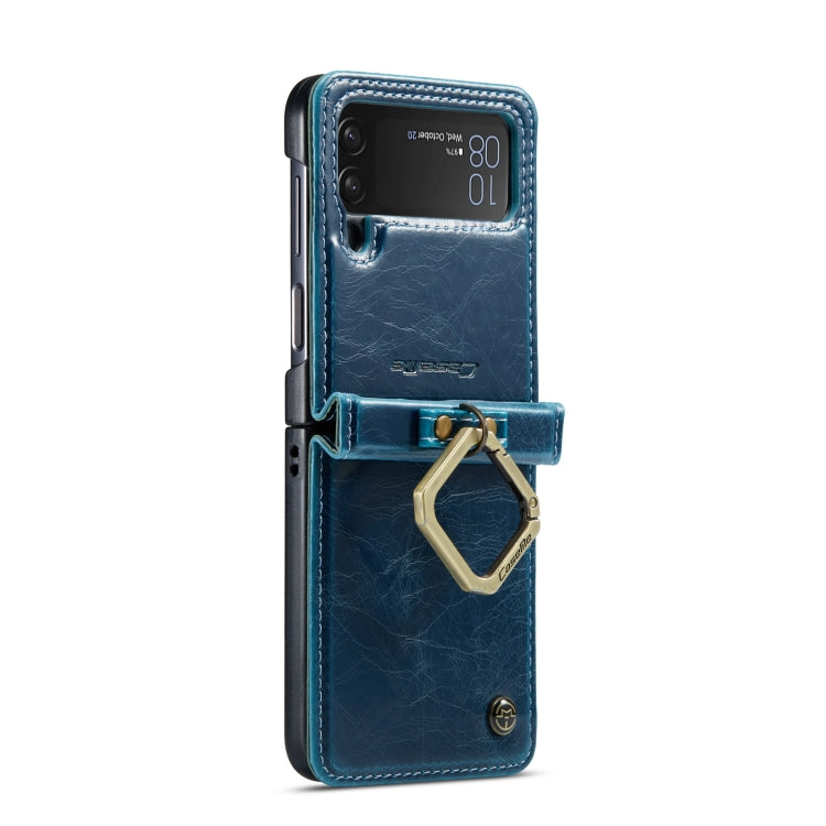 For Samsung Galaxy Z Flip4 CaseMe 003 Crazy Horse Texture Leather Phone Case with Lanyard(Blue) - Galaxy Z Flip4 5G Cases by CaseMe | Online Shopping UK | buy2fix