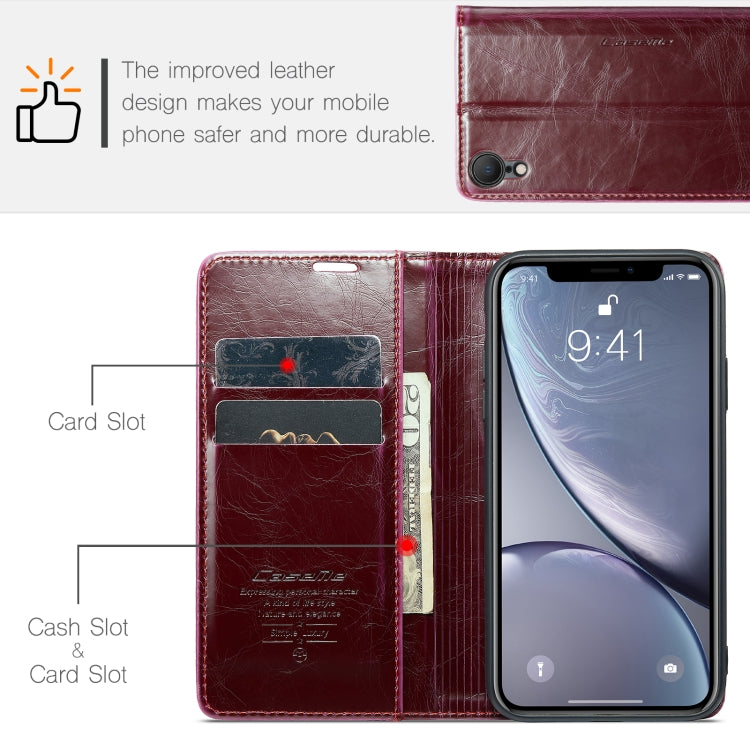 For iPhone XR CaseMe 003 Crazy Horse Texture Leather Phone Case(Wine Red) - More iPhone Cases by CaseMe | Online Shopping UK | buy2fix