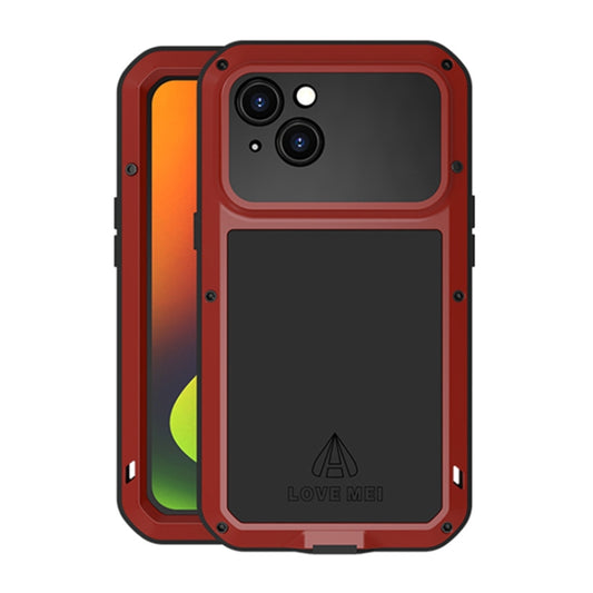For iPhone 14 Plus LOVE MEI Metal Shockproof Life Waterproof Dustproof Phone Case(Red) - iPhone 14 Plus Cases by LOVE MEI | Online Shopping UK | buy2fix