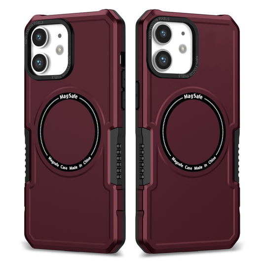 For iPhone 12 MagSafe Shockproof Armor Phone Case(Wine Red) - iPhone 12 / 12 Pro Cases by buy2fix | Online Shopping UK | buy2fix