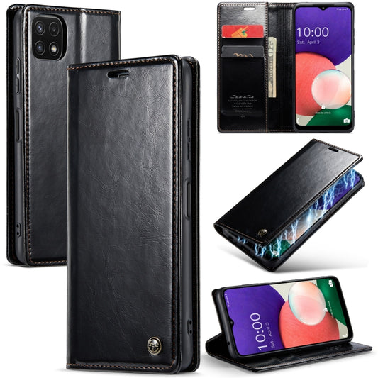 For Samsung Galaxy A22 5G / F42 5G CaseMe 003 Crazy Horse Texture Leather Phone Case(Black) - Galaxy Phone Cases by CaseMe | Online Shopping UK | buy2fix