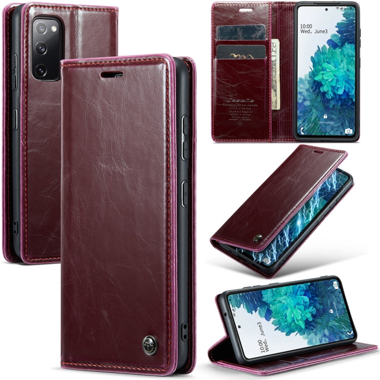 For Samsung Galaxy S20 FE CaseMe 003 Crazy Horse Texture Leather Phone Case(Wine Red) - Galaxy Phone Cases by CaseMe | Online Shopping UK | buy2fix