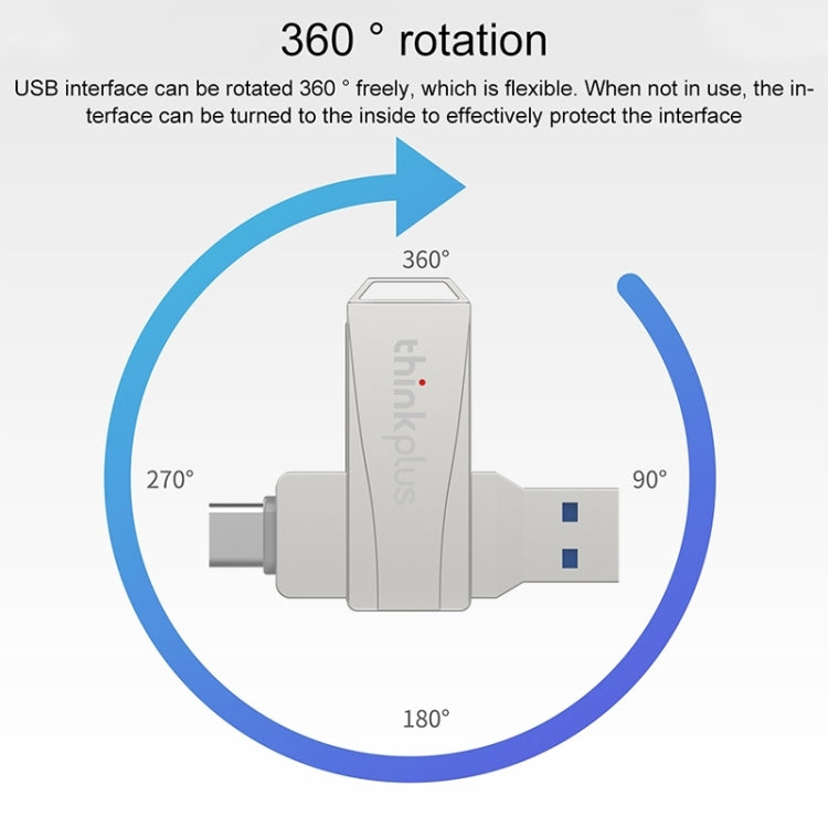 Lenovo Thinkplus MU252 USB 3.1 + USB-C / Type-C Flash Drive, Memory:256GB (Silver) - USB Flash Drives by Lenovo | Online Shopping UK | buy2fix