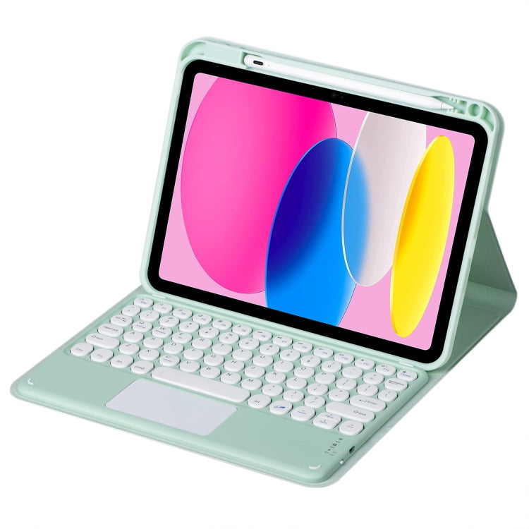 For iPad 10th Gen 10.9 2022 SA-10C Bluetooth Touch Keyboard Leather Tablet Case with Pen Slot(Light Green) - Universal by buy2fix | Online Shopping UK | buy2fix