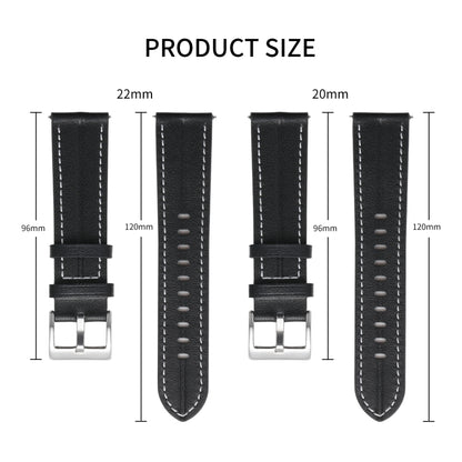 For Realme Watch 3/Amazfit GTR4/4 Pro Universal Grooved Genuine Leather Watch Band(Blue) - Watch Bands by buy2fix | Online Shopping UK | buy2fix