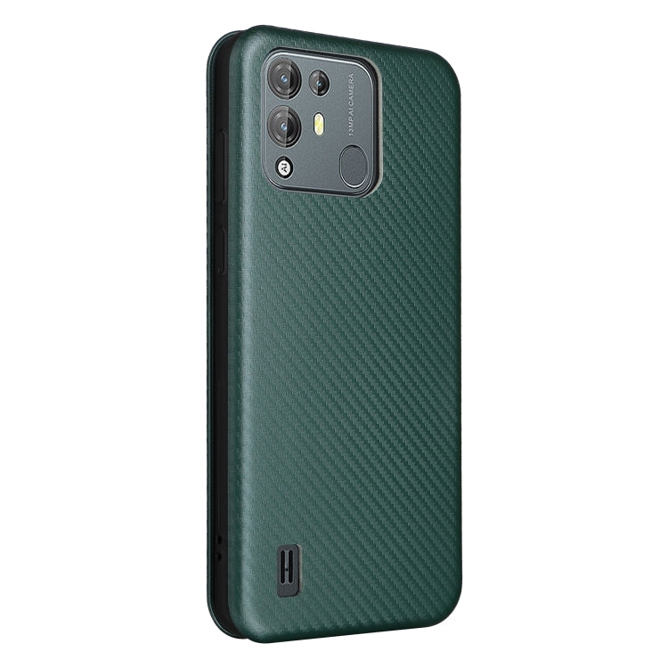 For Blackview A55 Pro Carbon Fiber Texture Horizontal Flip PU Phone Case(Green) - More Brand by buy2fix | Online Shopping UK | buy2fix