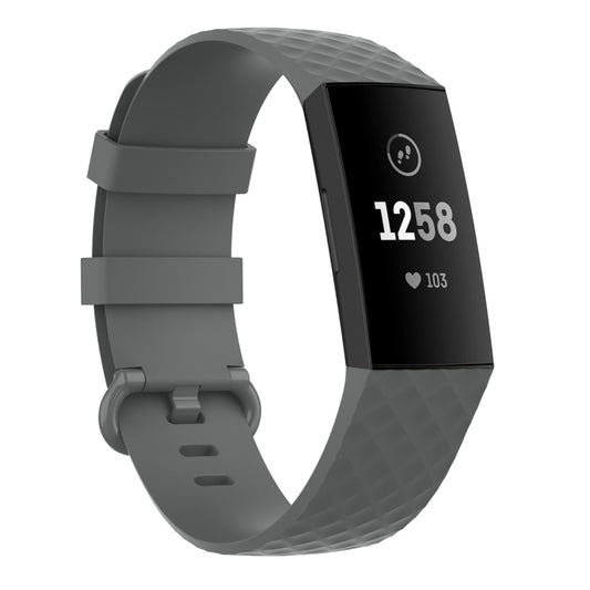 18mm Silver Color Buckle TPU Wrist Strap Watch Band for Fitbit Charge 4 / Charge 3 / Charge 3 SE, Size: S(Grey) - Watch Bands by buy2fix | Online Shopping UK | buy2fix