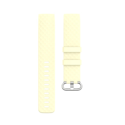 18mm Silver Color Buckle TPU Wrist Strap Watch Band for Fitbit Charge 4 / Charge 3 / Charge 3 SE, Size: L(Light Yellow) - Watch Bands by buy2fix | Online Shopping UK | buy2fix