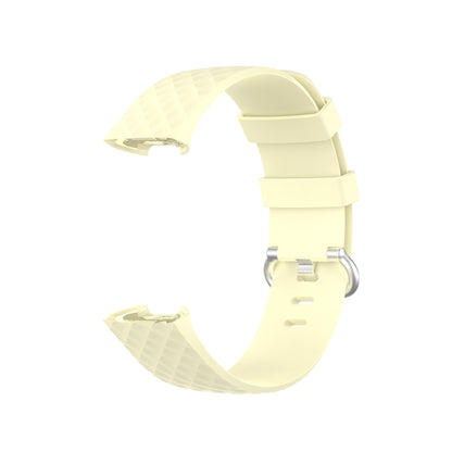 18mm Silver Color Buckle TPU Wrist Strap Watch Band for Fitbit Charge 4 / Charge 3 / Charge 3 SE, Size: L(Light Yellow) - Watch Bands by buy2fix | Online Shopping UK | buy2fix