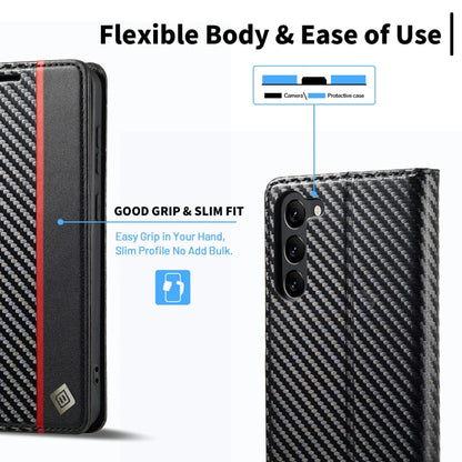 For Samsung Galaxy S23 5G LC.IMEEKE Carbon Fiber PU + TPU Horizontal Flip Leather Phone Case(Vertical Black) - Galaxy S23 5G Cases by LC.IMEEKE | Online Shopping UK | buy2fix