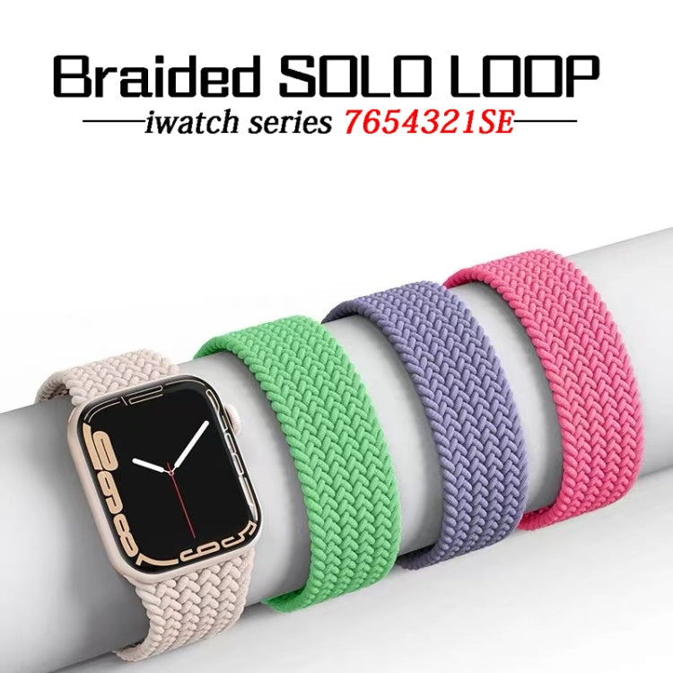 Nylon Single-turn Braided Watch Band For Apple Watch Ultra 49mm / Series 8&7 45mm / SE 2&6&SE&5&4 44mm / 3&2&1 42mm, Length:135mm(Beige) - Watch Bands by buy2fix | Online Shopping UK | buy2fix