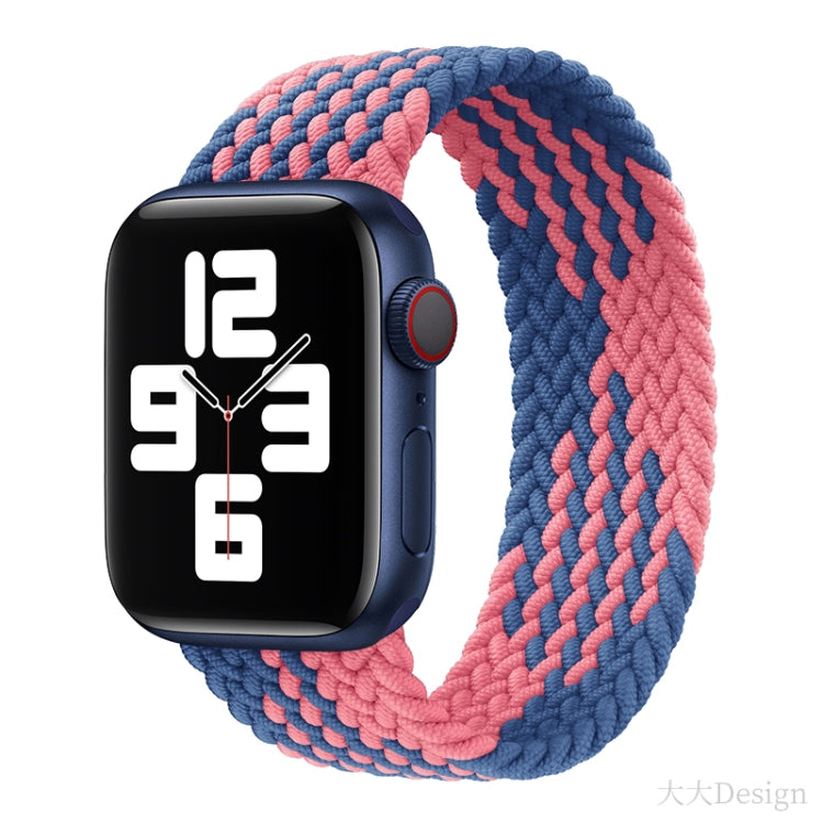 Nylon Single-turn Braided Watch Band For Apple Watch Ultra 49mm / Series 8&7 45mm / SE 2&6&SE&5&4 44mm / 3&2&1 42mm, Length:155mm(W Blue Pink) - Watch Bands by buy2fix | Online Shopping UK | buy2fix