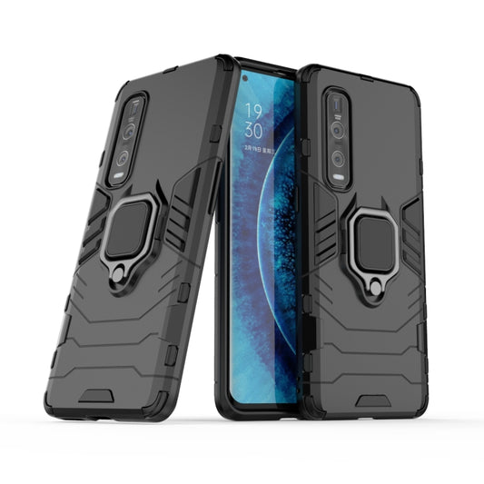 For OPPO Find X2 Pro PC + TPU Shockproof Protective Case with Magnetic Ring Holder(Black) - OPPO Cases by buy2fix | Online Shopping UK | buy2fix