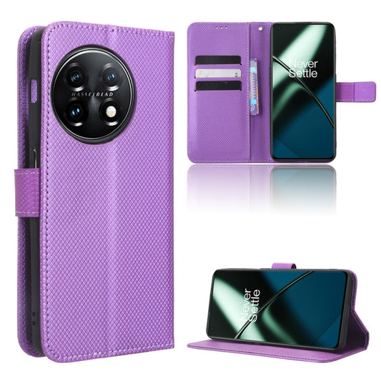 For OnePlus 11 5G Diamond Texture Leather Phone Case(Purple) - OnePlus Cases by buy2fix | Online Shopping UK | buy2fix