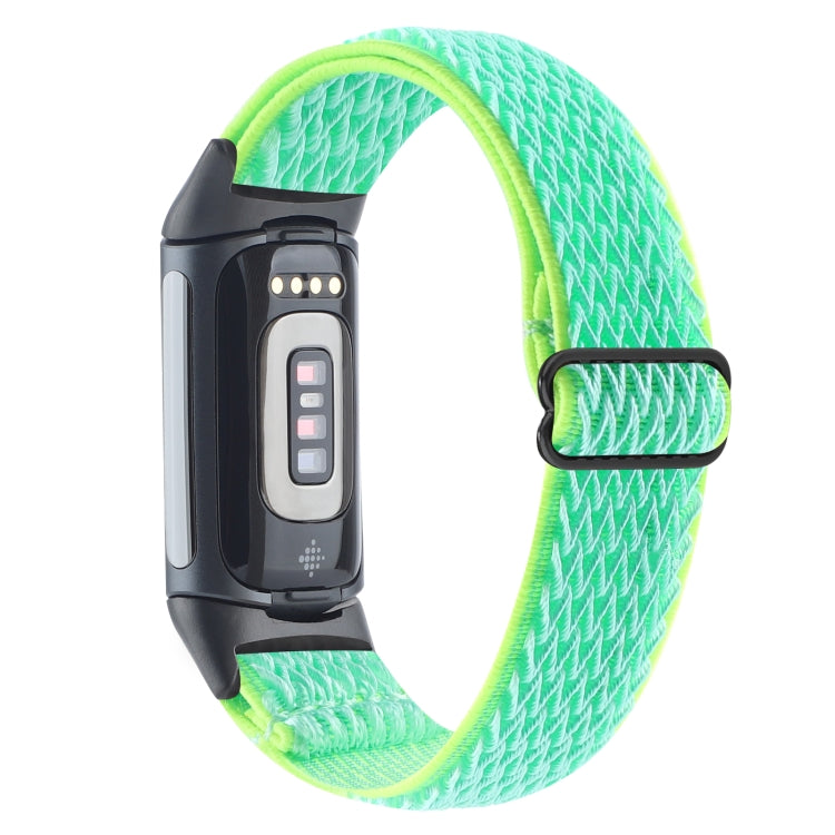 For Fitbit Charge 5 Buckle Wave Braided Nylon Watch Band(Mint Green) - Watch Bands by buy2fix | Online Shopping UK | buy2fix