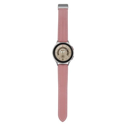 22mm Folding Buckle Grooved Genuine Leather Watch Band, Silver Buckle(Dark Pink) - 22mm Bands by buy2fix | Online Shopping UK | buy2fix