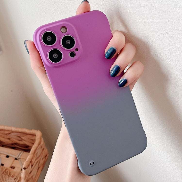 For iPhone 14 Plus Frameless Skin Feel Gradient Phone Case(Dark Purple + Grey) - iPhone 14 Plus Cases by buy2fix | Online Shopping UK | buy2fix