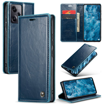 For Xiaomi Redmi Note 12 Pro 5G / Poco X5 Pro CaseMe 003 Crazy Horse Texture Leather Phone Case(Blue) - Xiaomi Cases by CaseMe | Online Shopping UK | buy2fix