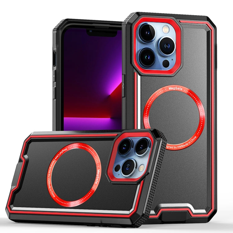 For iPhone 13 Pro Max Armour Two-color MagSafe Magnetic TPU + PC Phone Case(Black + Red) - iPhone 13 Pro Max Cases by buy2fix | Online Shopping UK | buy2fix