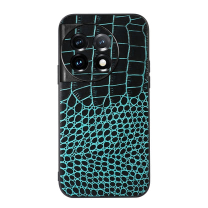 For OnePlus 11 Crocodile Texture Genuine Leather Phone Case(Cyan) - OnePlus Cases by buy2fix | Online Shopping UK | buy2fix