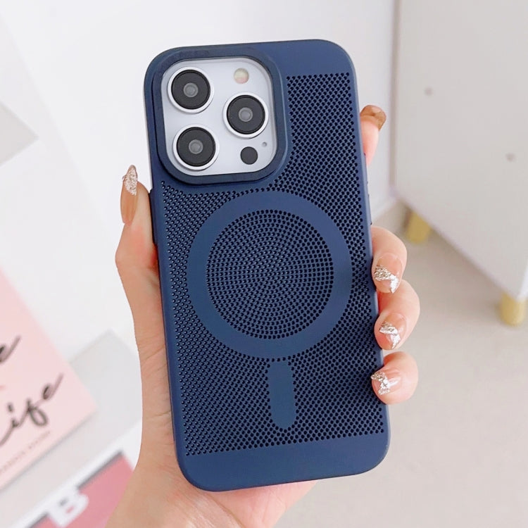 For iPhone 14 Grid Cooling MagSafe Magnetic Phone Case(Navy Blue) - iPhone 14 Cases by buy2fix | Online Shopping UK | buy2fix